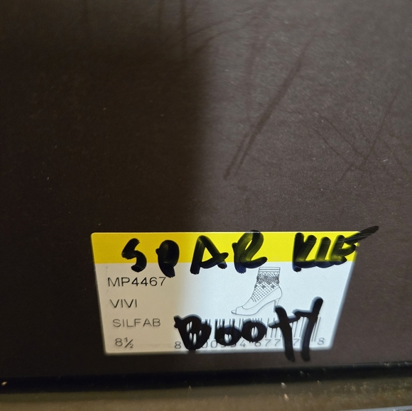 Badgley Mischka Sparkling Silver Open-Toe Sock Booty Heels - Picture 9 of 10